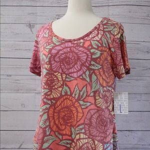 LuLaRoe L Classic Tee (Rose Print)